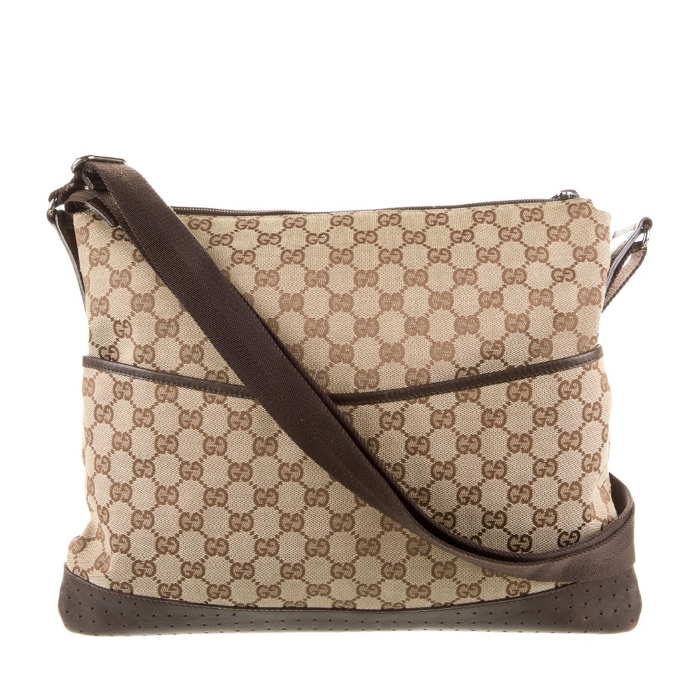 Gucci Canvas perforated flat messenger bag